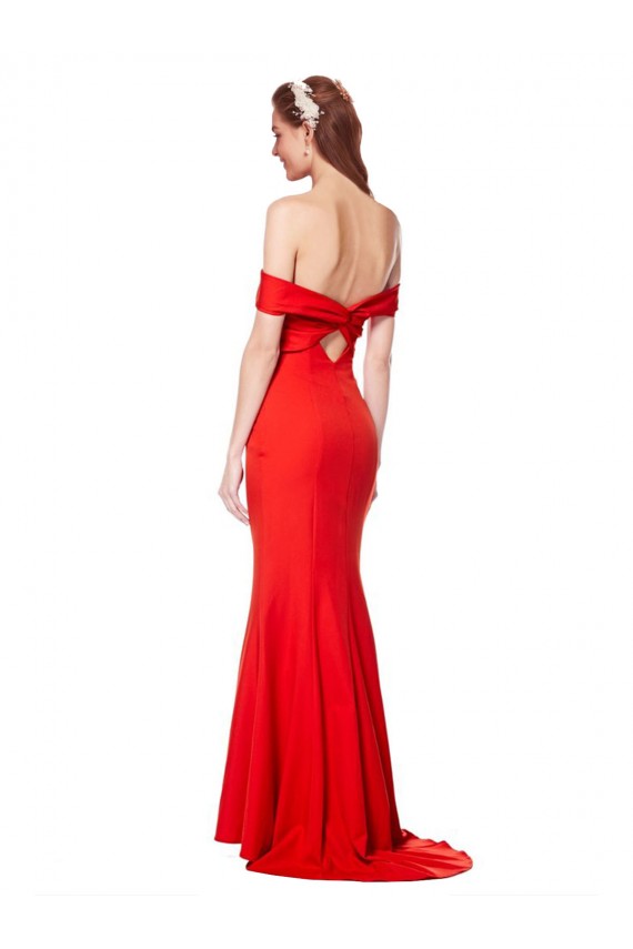 Compra Rojo Sirena Hombros Descubiertos Crepé Elástico Largo Formales Vestidos de dama de honor / Vestidos de fiesta
