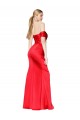 Compra Rojo Sirena Hombros Descubiertos Satén elástico Largo Formales Vestidos de dama de honor / Vestidos de fiesta
