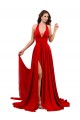 Compra Rojo línea A Halter Spandex Largo Formales Vestidos de dama de honor / Vestidos de fiesta