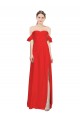 Compra Rojo línea A Hombros Descubiertos Crepé Elástico Largo Formales Vestidos de dama de honor / Vestidos de fiesta