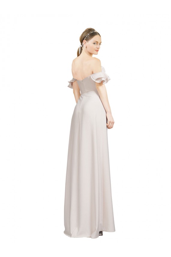 Compra Rojo línea A Hombros Descubiertos Crepé Elástico Largo Formales Vestidos de dama de honor / Vestidos de fiesta