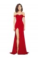 Compra Rojo línea A Hombros Descubiertos Satén sedoso Largo Formales Vestidos de dama de honor / Vestidos de fiesta