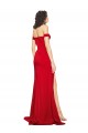 Compra Rojo línea A Hombros Descubiertos Satén sedoso Largo Formales Vestidos de dama de honor / Vestidos de fiesta