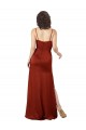 Compra Rojo línea A Tirantes espagueti Cuadrado Satén sedoso Largo Formales Vestidos de dama de honor / Vestidos de fiesta