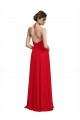 Compra Rojo línea A Tirantes espagueti Halter Cuello en V Gasa Largo Vestidos de dama de honor