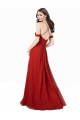 Compra Rojo oscuro línea A Cuello en V Cuello de Corazón Gasa Largo Vestidos de dama de honor