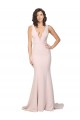 Compra Rosa Cubierta Cuello en V Barrer tren Crepé Elástico Largo Formales Vestidos de dama de honor / Vestidos de fiesta
