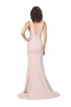 Compra Rosa Cubierta Cuello en V Barrer tren Crepé Elástico Largo Formales Vestidos de dama de honor / Vestidos de fiesta