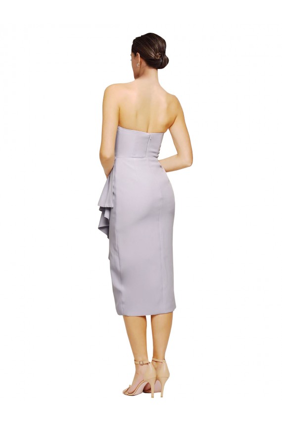 Compra Lila ártica Cubierta Sin tirantes Midi Crepé Elástico Corto Asimétrico Formales Vestidos de dama de honor / Vestidos de fiesta / Vestidos de cóctel
