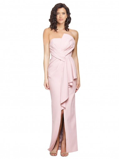 Compra Rosa Cubierta Sin tirantes Crepé Elástico Largo Formales Vestidos de dama de honor / Vestidos de fiesta