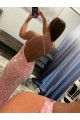 Compra Rosa Cubierta Un Hombre Barrer tren Lentejuelas Terciopelo Largo Vestidos de fiesta