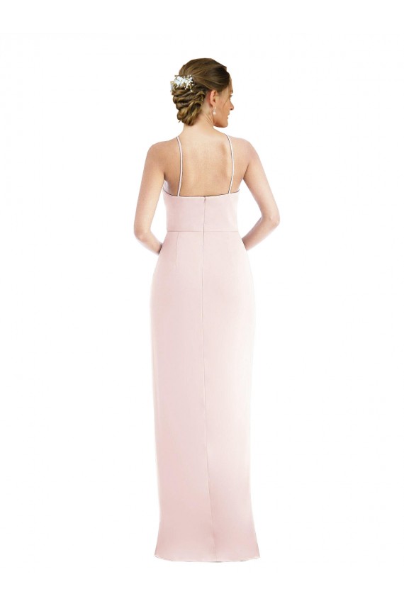Compra Rosa Trompeta Halter Crepé Elástico Largo Vestidos de dama de honor / Vestidos de fiesta