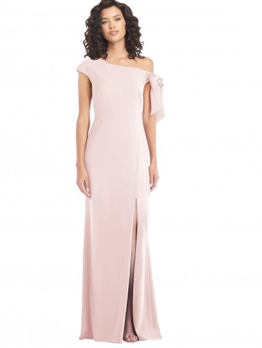 Compra Rosa Trompeta Hombros Descubiertos Crepé Elástico Largo Formales Vestidos de dama de honor / Vestidos de fiesta