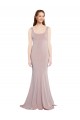 Compra Rosa empolvado Sirena Cucharón Crepé Elástico Largo Formales Vestidos de dama de honor / Vestidos de fiesta