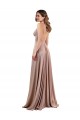 Compra Rosa empolvado línea A Cuello en V Spandex Largo Formales Vestidos de dama de honor / Vestidos de fiesta