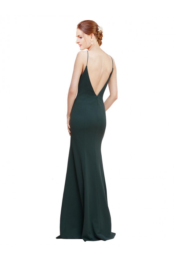 Compra Rosa línea A Cuello en V Crepé Elástico Largo Formales Vestidos de dama de honor / Vestidos de fiesta