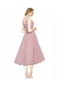 Compra Rosa línea A Cuello en V Tul Corto Vestidos de dama de honor / Vestidos de cóctel / Vestidos para homecoming