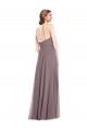 Compra Rosa polvorienta línea A Halter Gasa Largo Formales Vestidos de dama de honor / Vestidos de noche