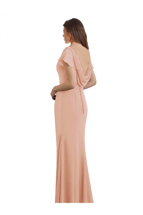 Compra Sirena Cuello Barco Cuello Alto Gasa Largo Vestidos de dama de honor / Vestidos de fiesta