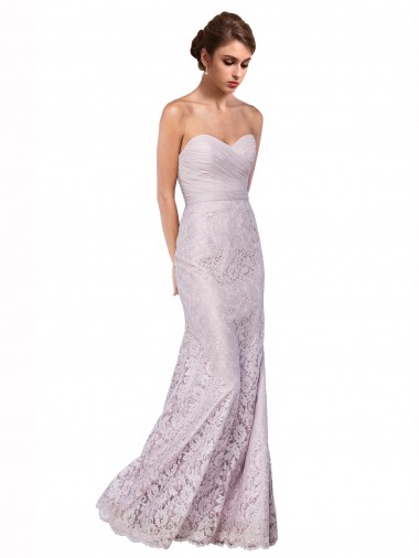 Compra Sirena Cuello de Corazón Encaje Largo Vestidos de dama de honor / Vestidos de fiesta