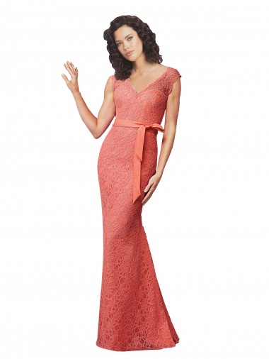 Compra Sirena Cuello en V Encaje Largo Vestidos de dama de honor