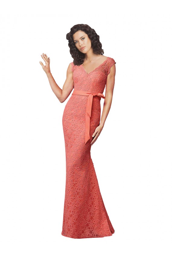 Compra Sirena Cuello en V Encaje Largo Vestidos de dama de honor