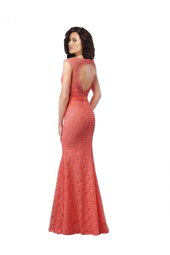 Compra Sirena Cuello en V Encaje Largo Vestidos de dama de honor