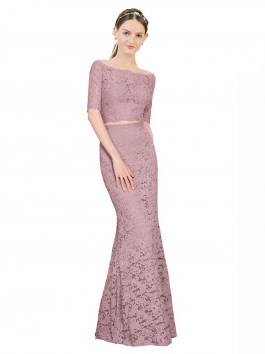 Compra Sirena Hombros Descubiertos Encaje Largo Vestidos de dama de honor / Vestidos de fiesta