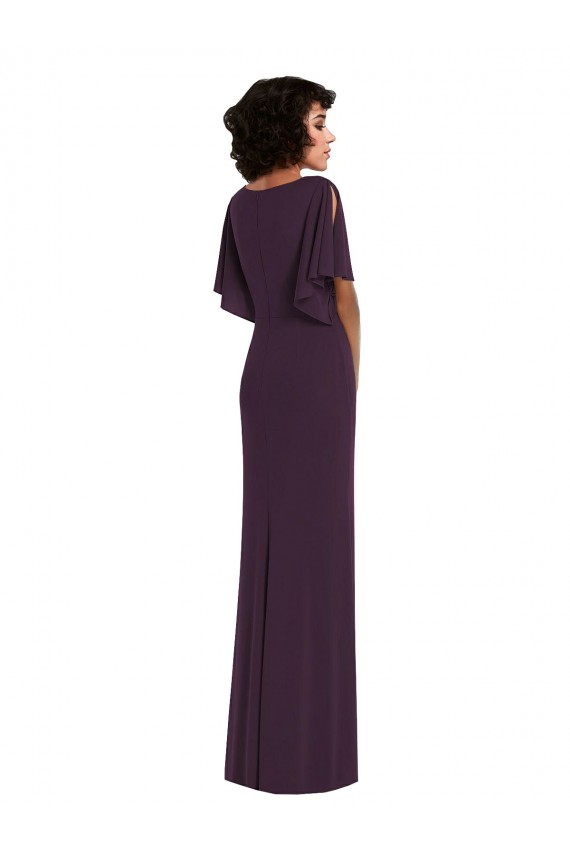 Compra Uva Cubierta Cuello en V Spandex Largo Formales Vestidos de dama de honor / Vestidos de fiesta