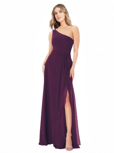 Compra Uva línea A Un Hombre Gasa Largo Vestidos de dama de honor