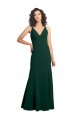 Compra Verde Midnight línea A Cuello en V Crepé Elástico Largo Formales Vestidos de dama de honor / Vestidos de fiesta