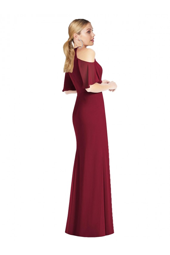 Compra Verde Salvia Sirena Halter Gasa Largo Vestidos de dama de honor