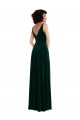 Compra Verde oscuro línea A Cuello en V Terciopelo Elástico Largo Vestidos de dama de honor / Vestidos de fiesta
