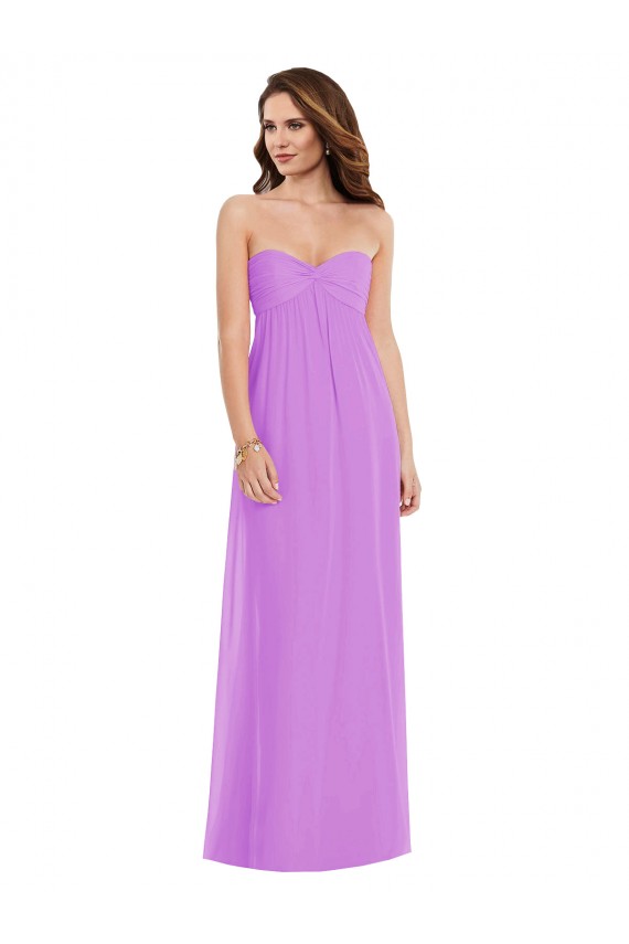 Compra Violeta línea A Cuello de Corazón Gasa Largo Vestidos de dama de honor