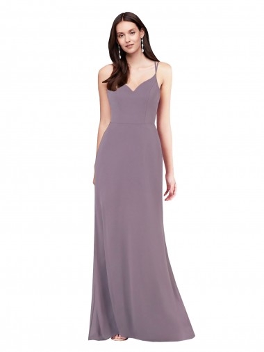 Compra lavanda oscura Columna Cuello de Corazón Gasa Largo Formales Vestidos de dama de honor / Vestidos de noche