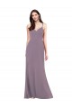 Compra lavanda oscura Columna Cuello de Corazón Gasa Largo Formales Vestidos de dama de honor / Vestidos de noche