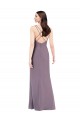 Compra lavanda oscura Columna Cuello de Corazón Gasa Largo Formales Vestidos de dama de honor / Vestidos de noche