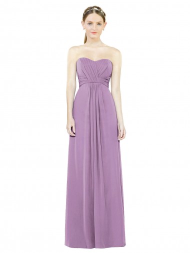 Compra lavanda oscura línea A Cuello de Corazón Gasa Largo Vestidos de dama de honor