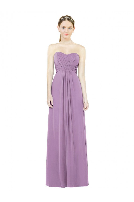 Compra lavanda oscura línea A Cuello de Corazón Gasa Largo Vestidos de dama de honor