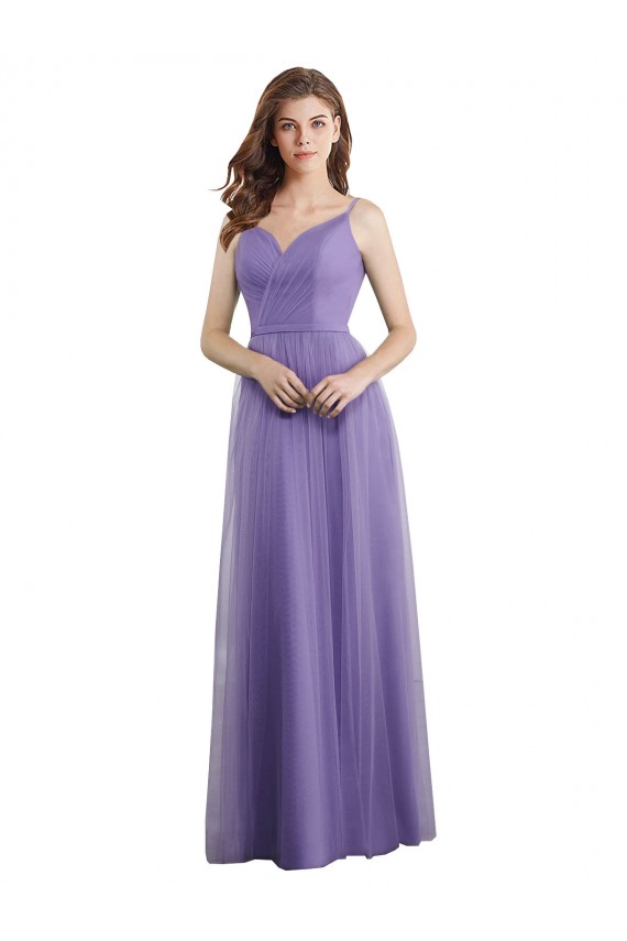 Compra línea A Cuello de Corazón Tul Largo Vestidos de dama de honor