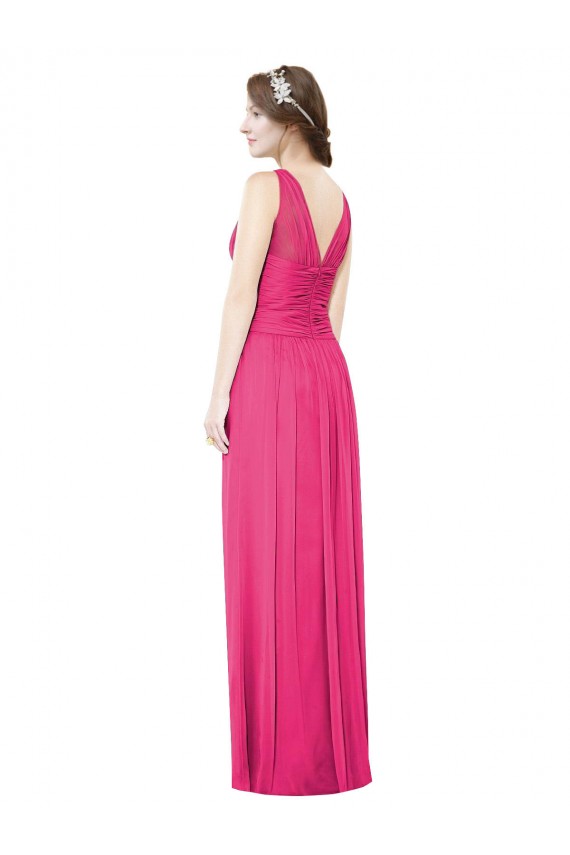 Compra línea A Cuello en V Gasa Largo Vestidos de dama de honor