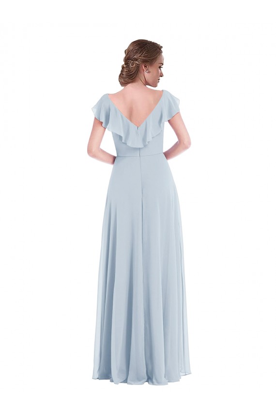 Compra línea A Cuello en V Gasa Largo Vestidos de dama de honor