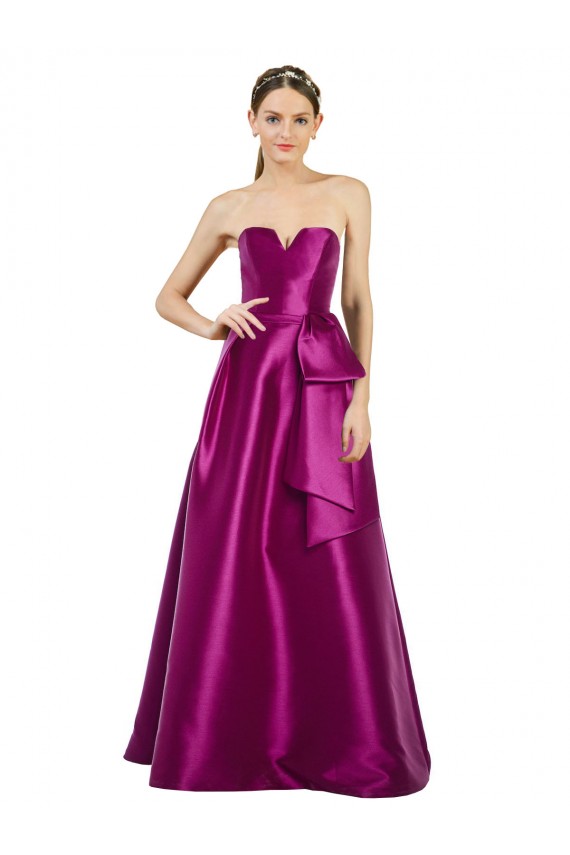 Compra línea A Cuello en V Satén Largo Vestidos de dama de honor / Vestidos de fiesta
