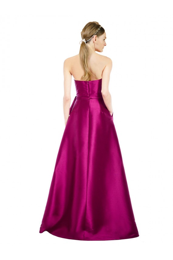 Compra línea A Cuello en V Satén Largo Vestidos de dama de honor / Vestidos de fiesta