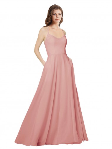 Compra línea A Sin tirantes Gasa Largo Vestidos de dama de honor