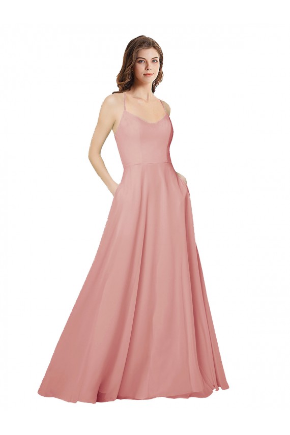 Compra línea A Sin tirantes Gasa Largo Vestidos de dama de honor