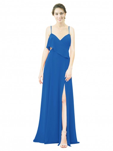 Compra línea A Tirantes espagueti Gasa Largo Vestidos de dama de honor